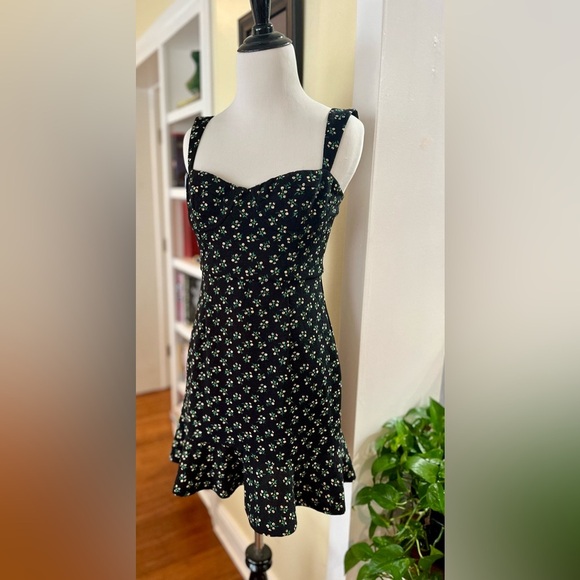 Hutch Dress Black Mini Floral Seamed Bust Sweetheart Neckline Sleeveless SZ: S - Picture 2 of 10